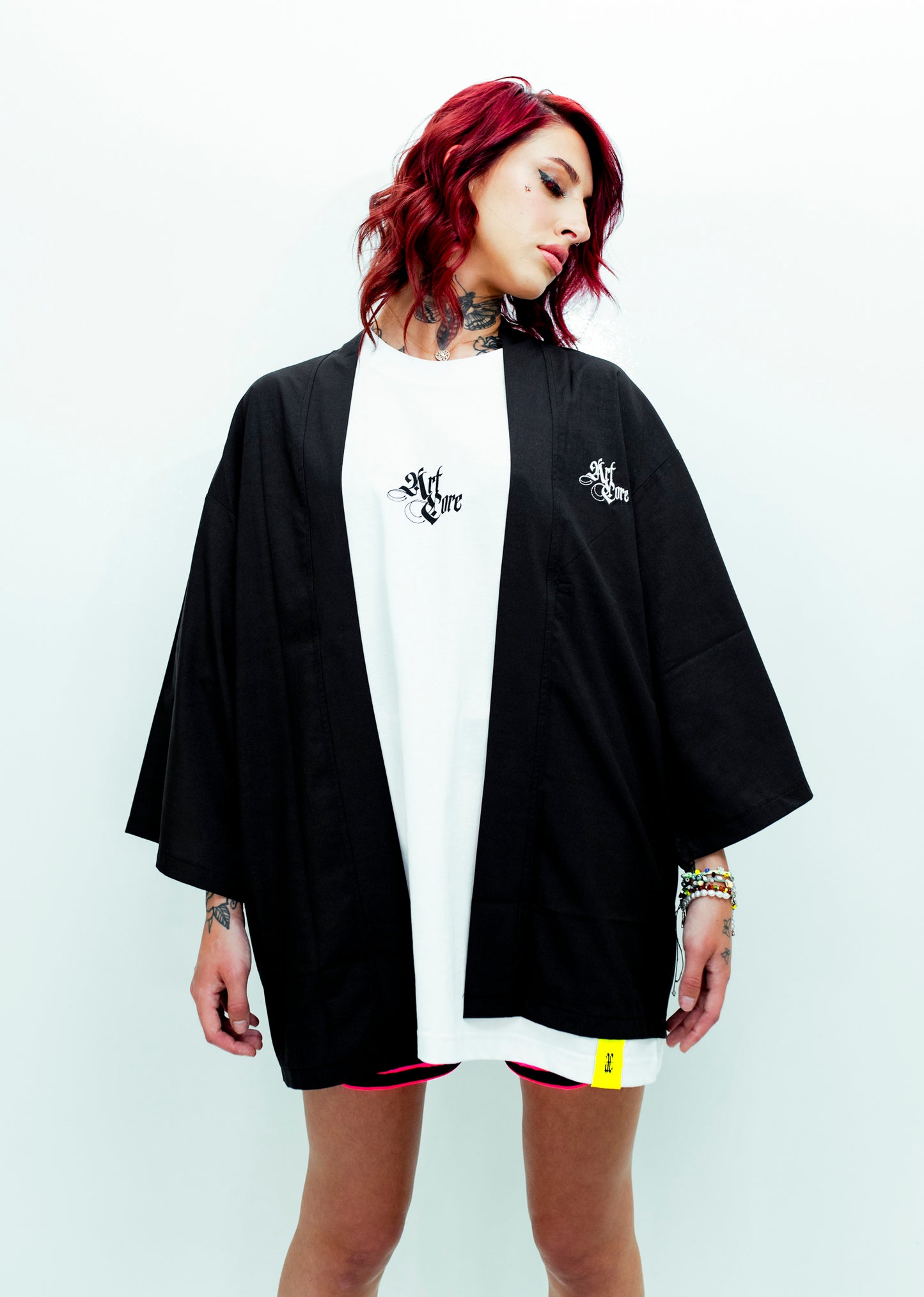 Artcore Long Embroidered Black Kimono