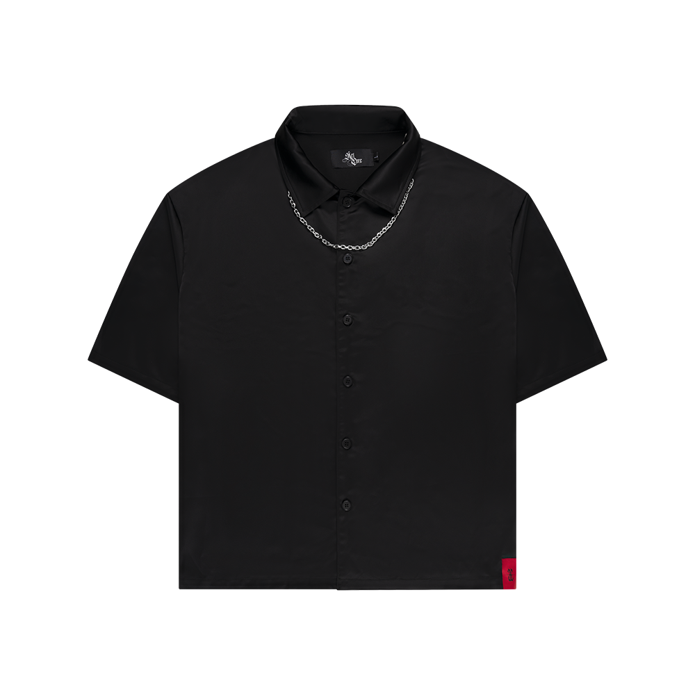 Artcore Black Satin Chain Shirt