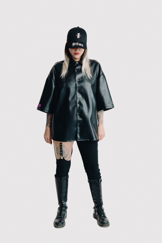 Demon black leather shirt