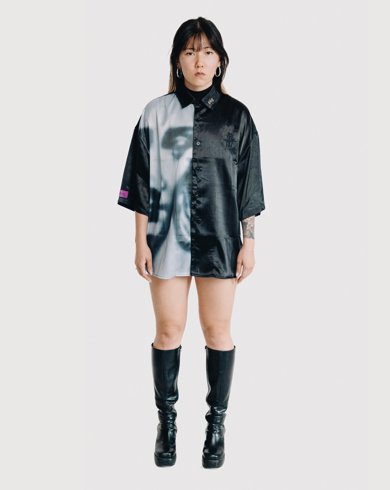 Half Face black shirt