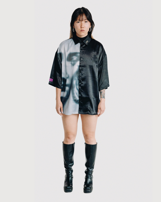 Half Face black shirt