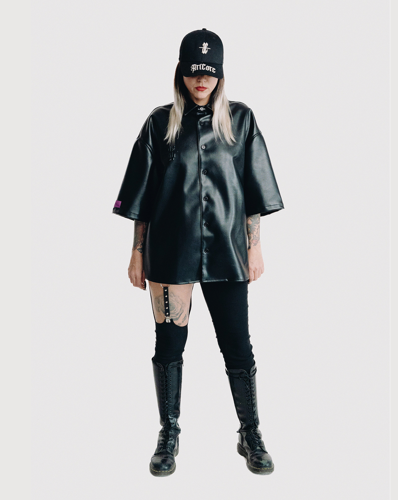 Demon black leather shirt